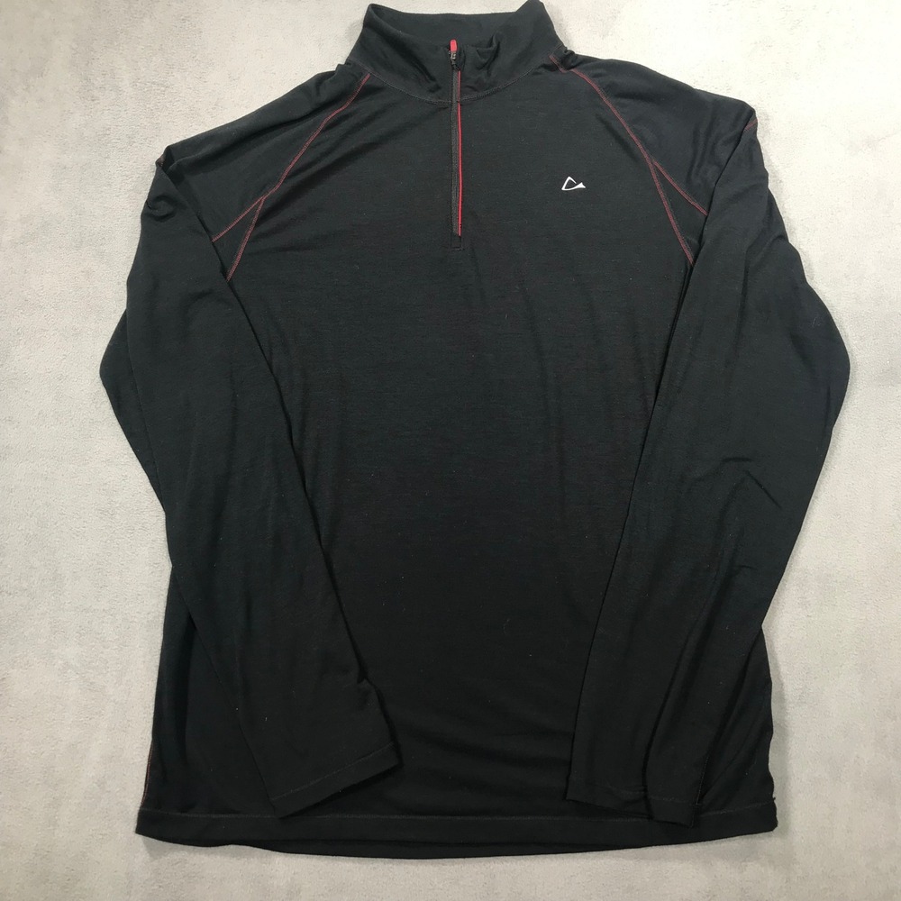 Paradox Mens Merino Wool Blend 1/4 Zip Pullover Black Red Stitching Size M